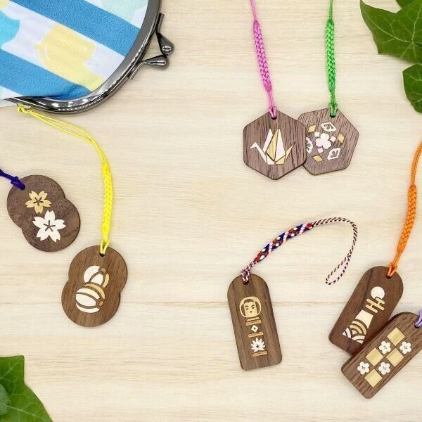 BABYL　キツ根付 ストラップ5個セット 象嵌細工 根付ストラップ - 木のおもちゃLittleMe こんぴらさんのお