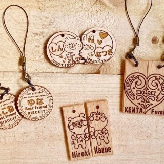 ①天然木のお名前プレート　６個 ②吊り橋スーパーロング ①天然木のお名前プレート 6個 ②吊り橋スーパーロング